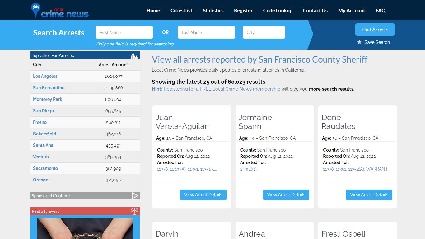 Arrests reported by San Francisco County Sheriff | Local ...